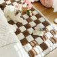 🔥Hot Sale🔥👉🐶Cream-coloured Large Plaid Square Pet Mat Bed Couch Cover🐱