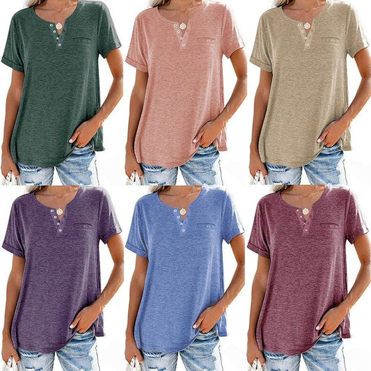 💓Quality cotton short-sleeved T-shirt with pocket